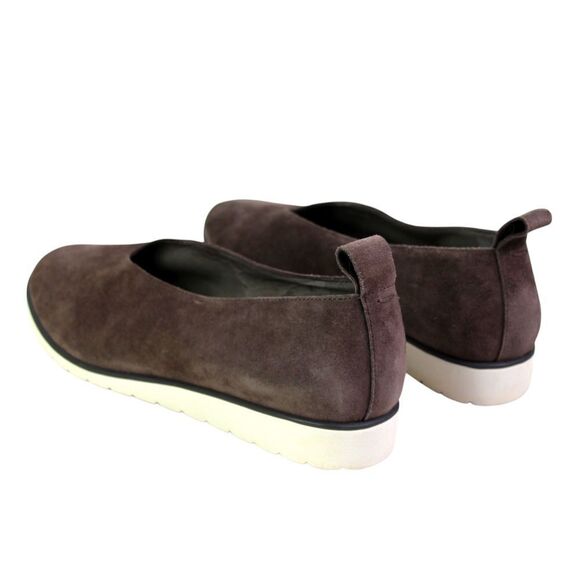 Eileen Fisher BROWN GENUINE LEATHER SUEDE WEDGE 1" ROUND TOE LOAFER SHOES Sz 9.5 - Picture 3 of 10